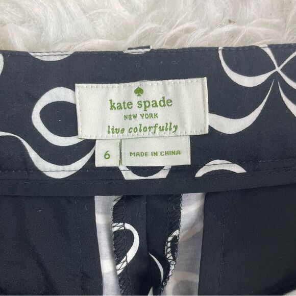 Kate Spade New York Bow Print Straight Leg Ankle Cropped Pants - Picture 4 of 5